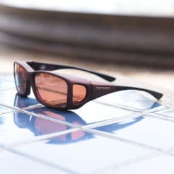 Burgundy Wide Line fitover sunglasses with Copper